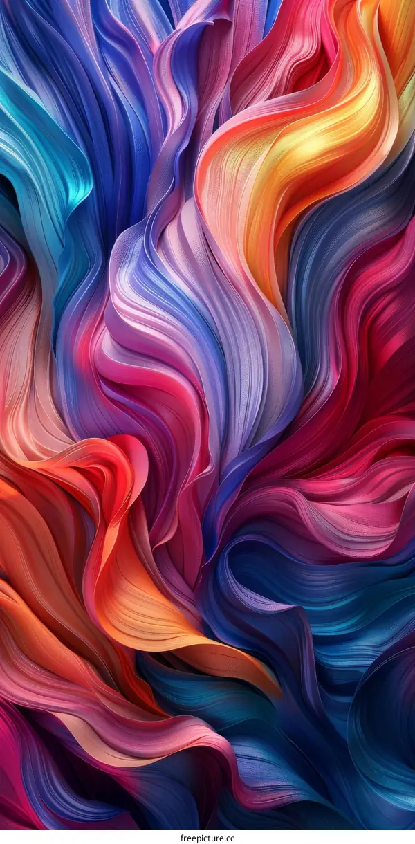 Abstract Painting with Vibrant Color Waves
