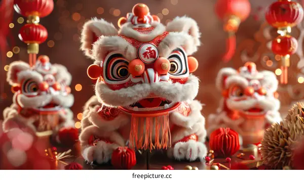 Chinese New Year Lion Dance Figurines
