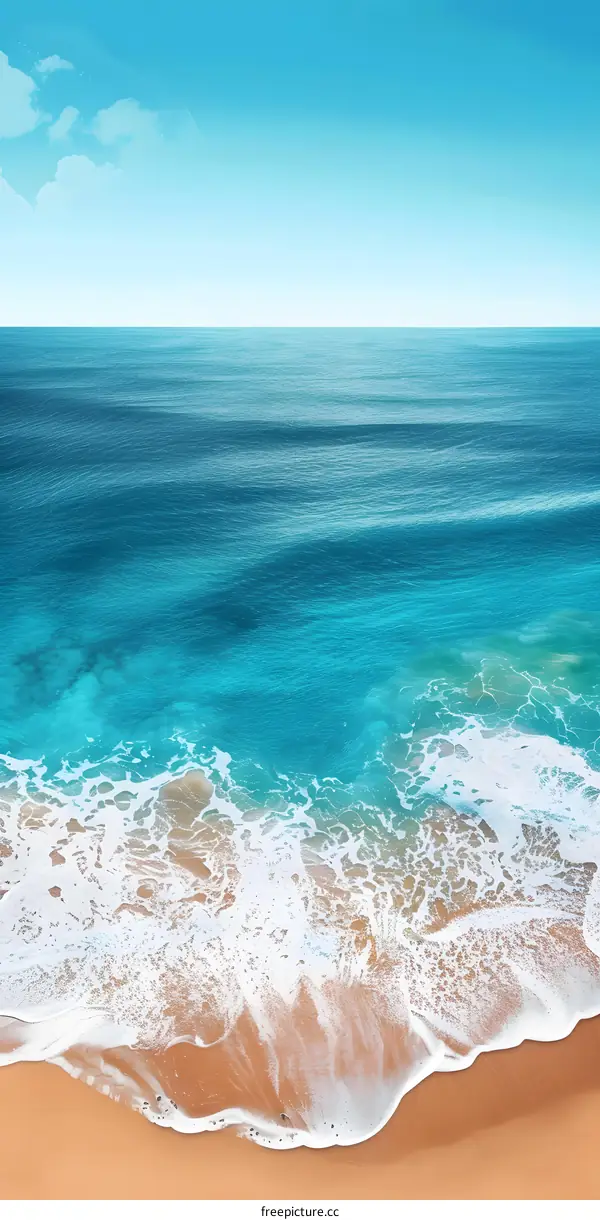 Blue Ocean Waves Crashing on Sandy Beach