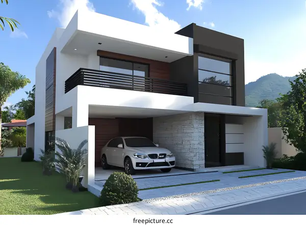 Modern Two Storey House Design With Balcony