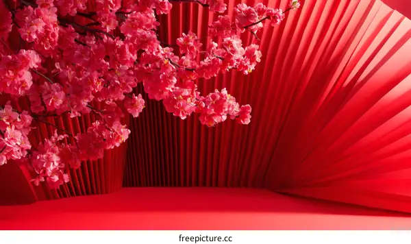 Red Cherry Blossom Festive Background Design