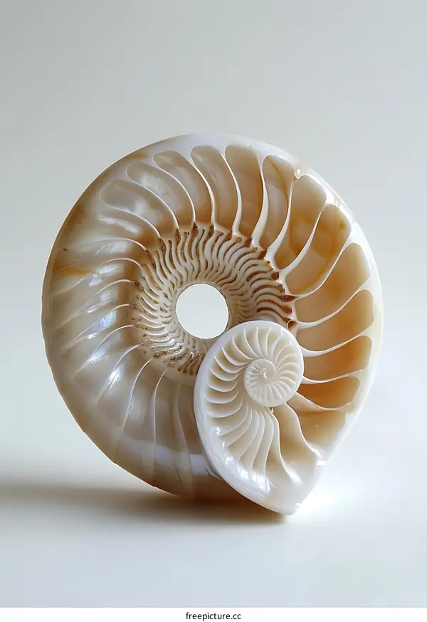 A cross section of a nautilus shell