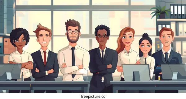 Diverse Team of Business Professionals in Office Setting