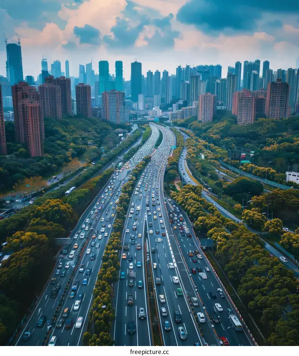 Shenzhen's Busy Expressway Interchange