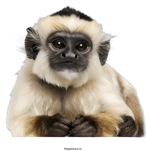 [Transparent Background PNG]Closeup Portrait of a White-Headed Langur