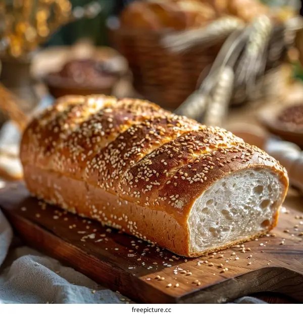 Loaf of Bread on a Cutting Board