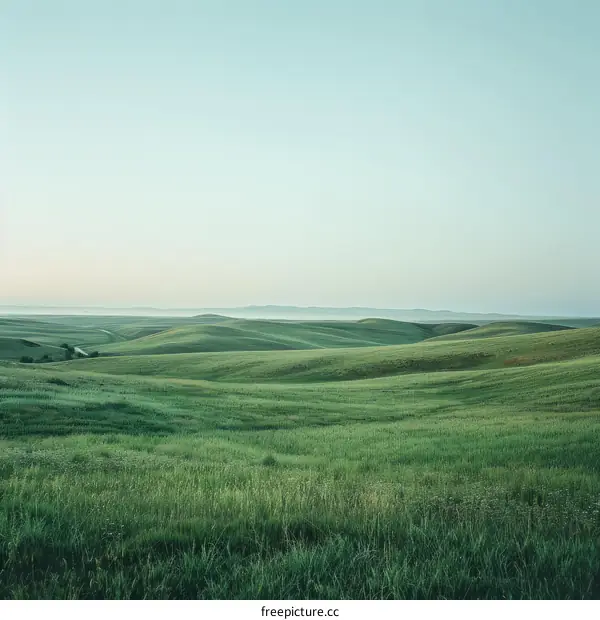 Green Rolling Hills Dotted with Trees