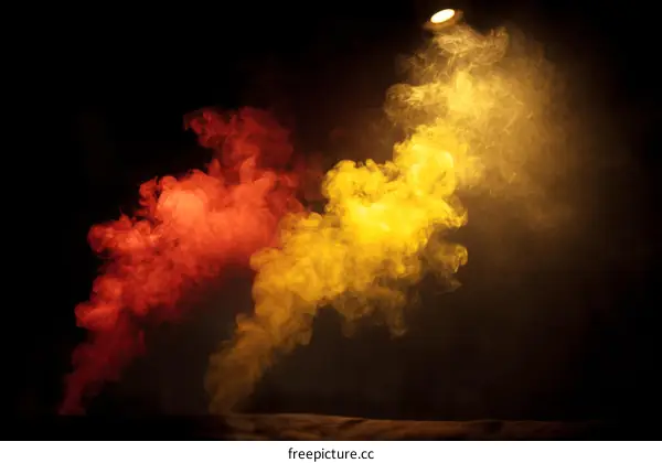 Abstract Colorful Smoke Clouds on Black Background