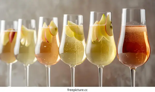 Apple Cider Mimosa Cocktail Drink with Apple Slices