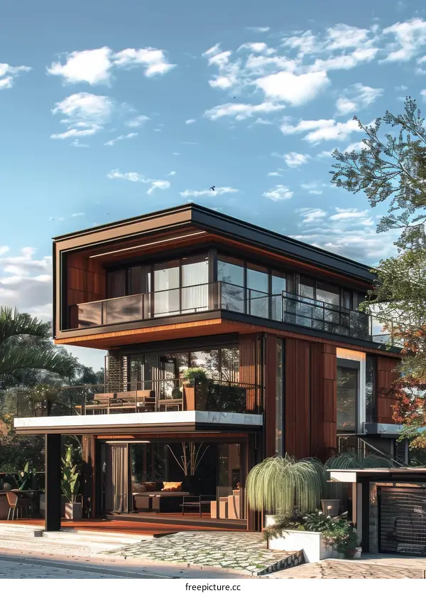 Modern House Surrounded by Palm Trees