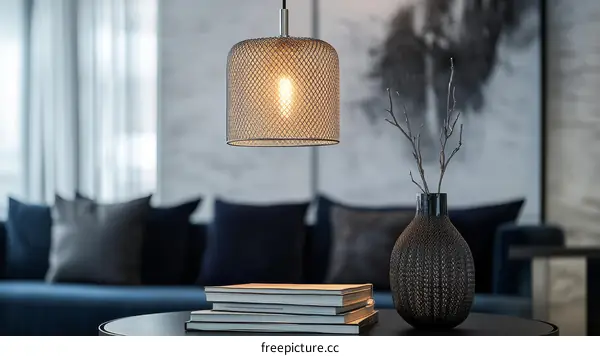 Modern Interior Design with Pendant Lamp and Vase