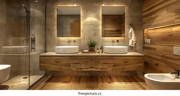 Modern Wooden Bathroom Interior Design