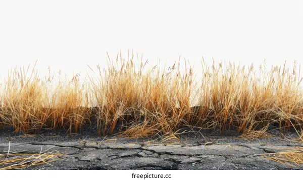 dry grass field with cracked ground