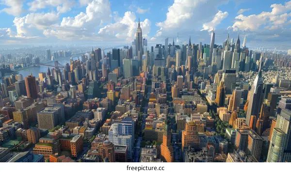 Aerial View of New York City Skyline