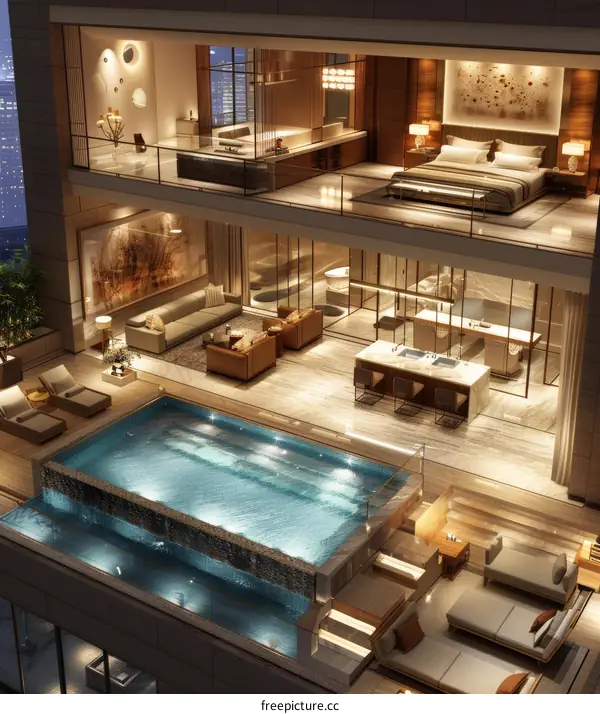 Luxury Rooftop Pool Penthouse with Multiple Levels