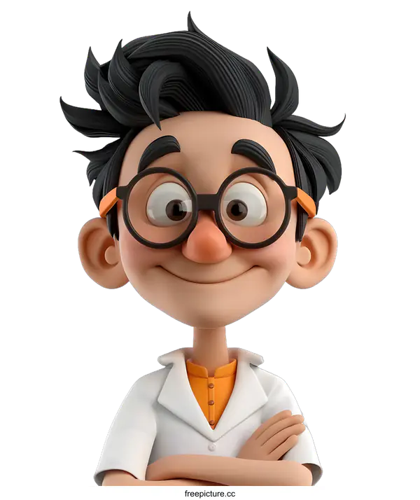 [Transparent Background PNG]Smiling Cartoon Scientist
