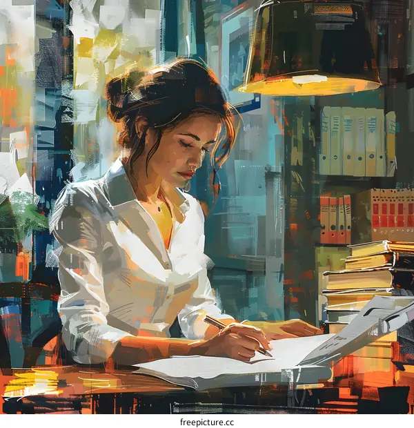 business woman working at desk