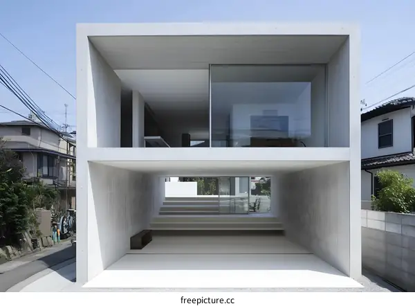 Modern Concrete House With Glass Windows