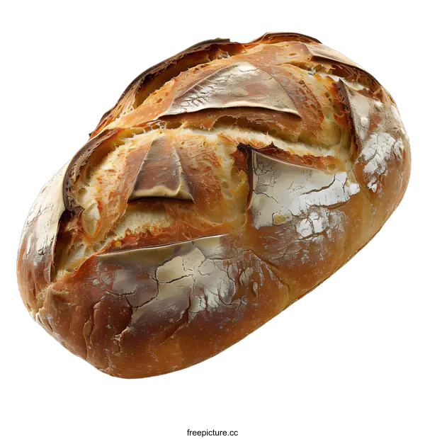 [Transparent Background PNG]Freshly Baked Loaf of Bread on White