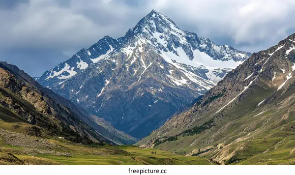 Majestic Snow-capped Mountains and Valley Landscape