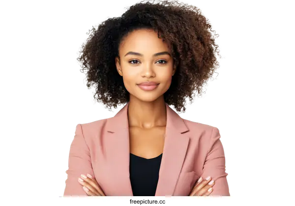 [Transparent Background PNG]Confident Black Woman in Business Blazer