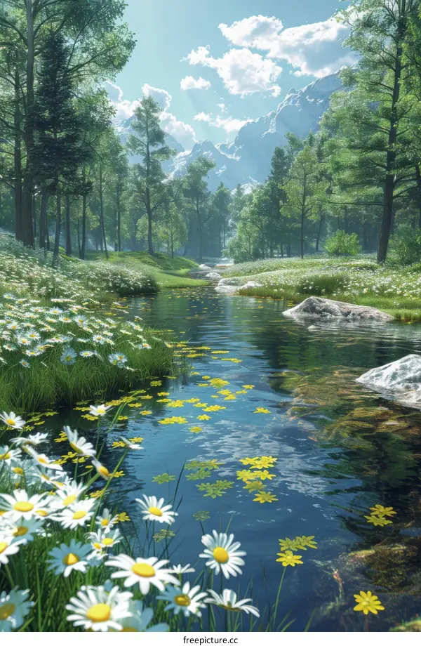 Serene River Flowing Through Lush Green Forest