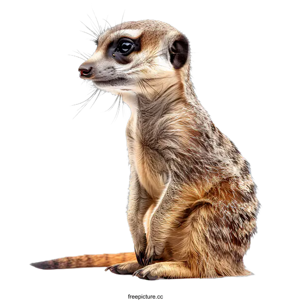 [Transparent Background PNG]Meerkat sitting on a white background