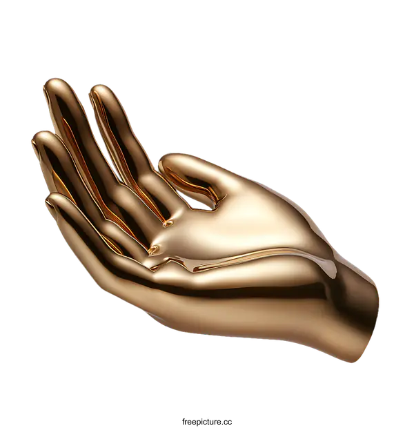 [Transparent Background PNG]Golden Hand Sculpture Abstract Art