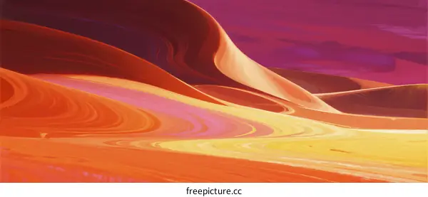 Vibrant Sand Dunes at Sunset with Curved Wave Patterns