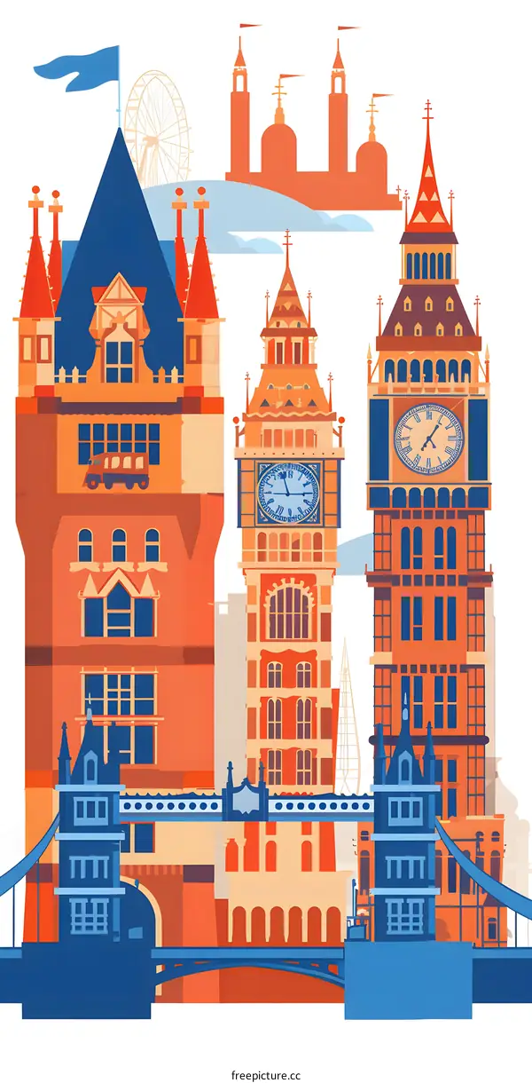 London Skyline with Landmarks and Bridge