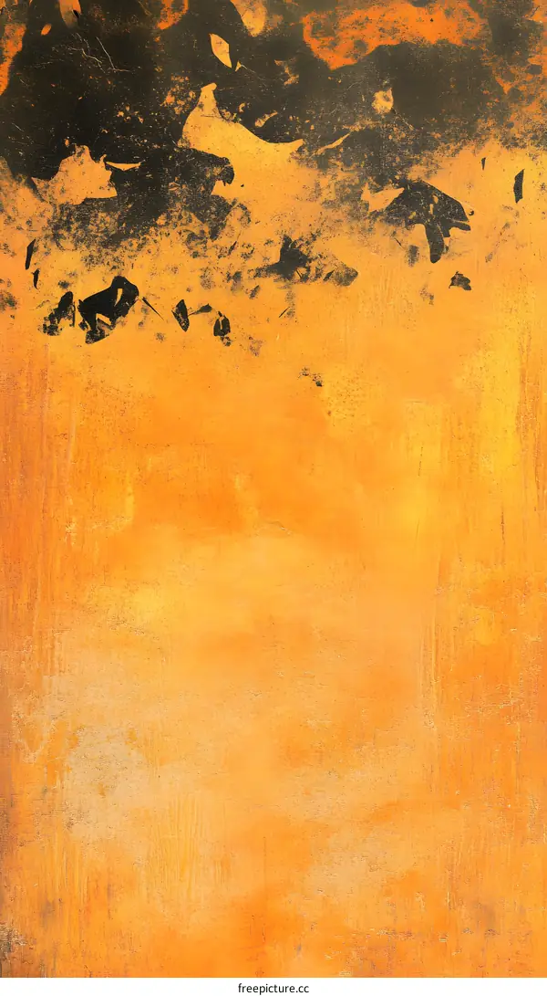 Abstract Yellow Orange Background With Black Texture