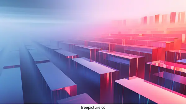 Abstract Background with Neon Colored Prisms in Fog