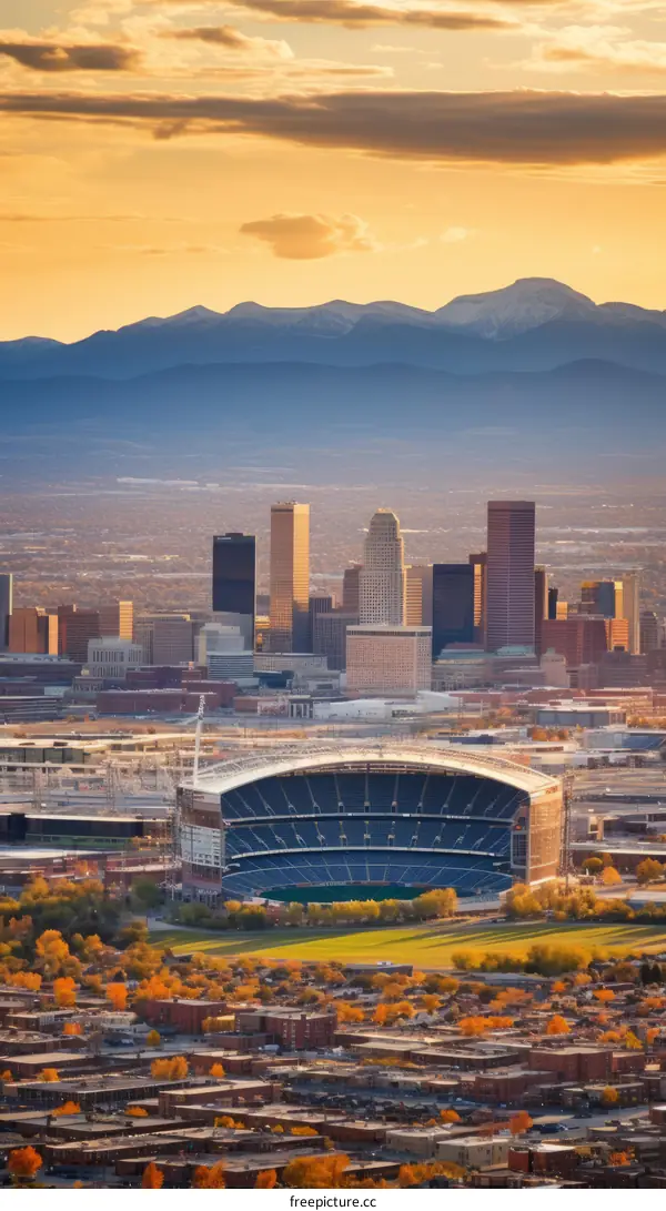 Aerial view of the city of Denver, Colorado, USA