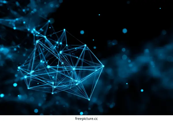 Abstract Network of Light Blue Lines and Dots