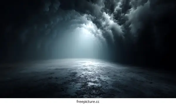 Dramatic Stormy Sky Over Empty Landscape