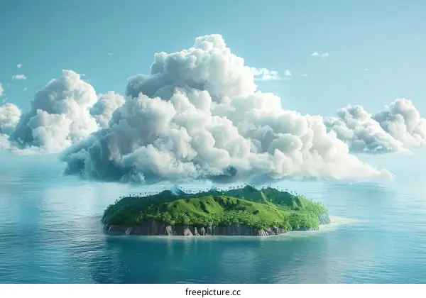 Island Covered in Majestic Clouds