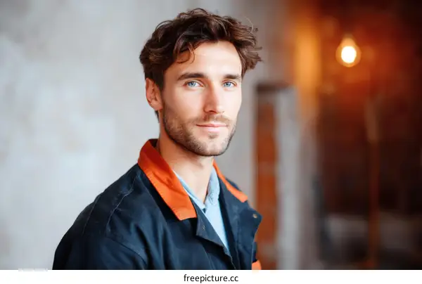 Portrait of a Caucasian Man in Construction Workwear