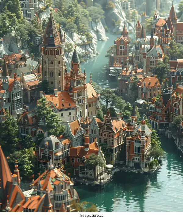 Aerial View of a Picturesque European City