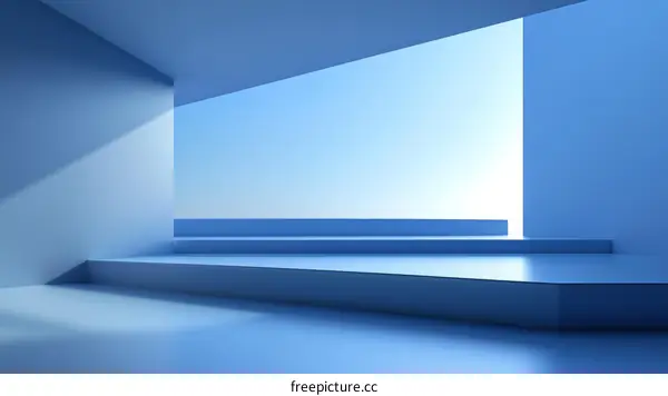 Abstract Blue Geometric Architecture Interior