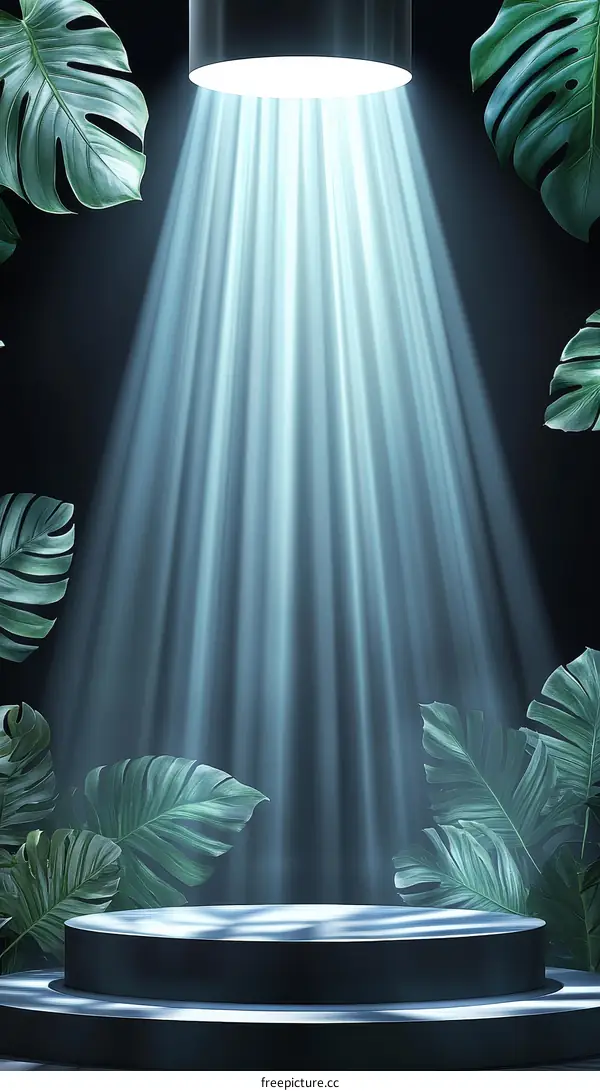 Spotlight Product Display with Tropical Leaves