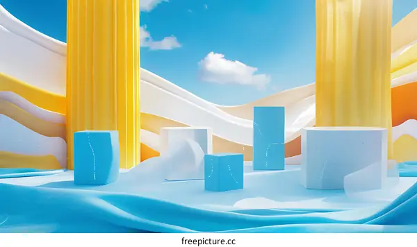 Abstract Blue and Yellow Shapes Background