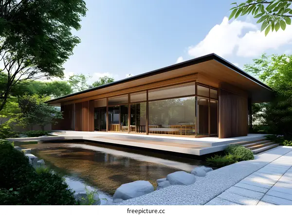 Modern Japanese Style House with Pond