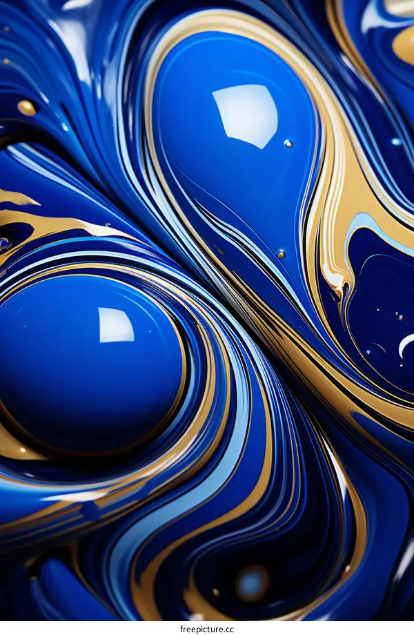 Blue and gold abstract painting