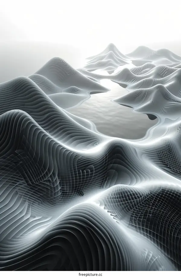 Abstract Landscape of  Wave-like Mountains