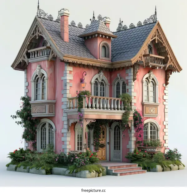 Charming Victorian Style House Illustration