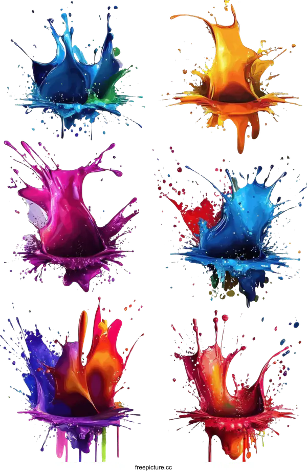 [Transparent Background PNG]Colorful Paint Splatter Art Design
