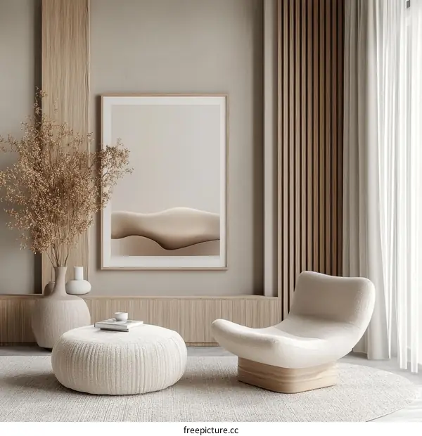 Modern Minimalist Living Room with Abstract Art