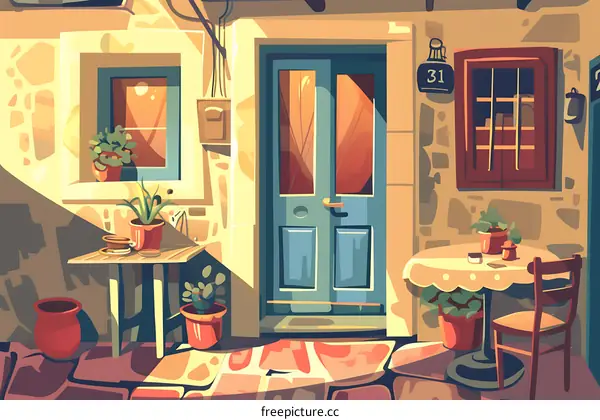 Mediterranean Style House Exterior with a Patio