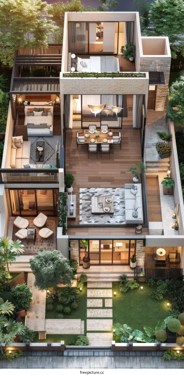 Modern House Plan with Garden Design