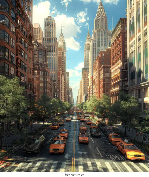 New York City Street Scene Illustration